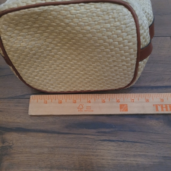 Bechamel 90's Brown Leather Cream Woven Bucket‎ Bag - Picture 10 of 11